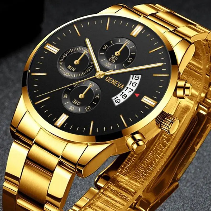 Reloj de Pulsera Clásico SOXY para Hombre – Acero Inoxidable, Calendario Completo