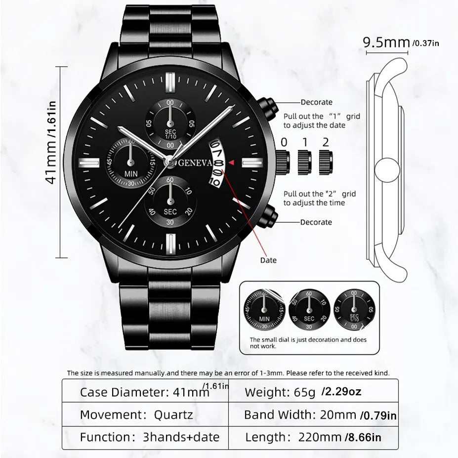 Reloj de Pulsera Clásico SOXY para Hombre – Acero Inoxidable, Calendario Completo