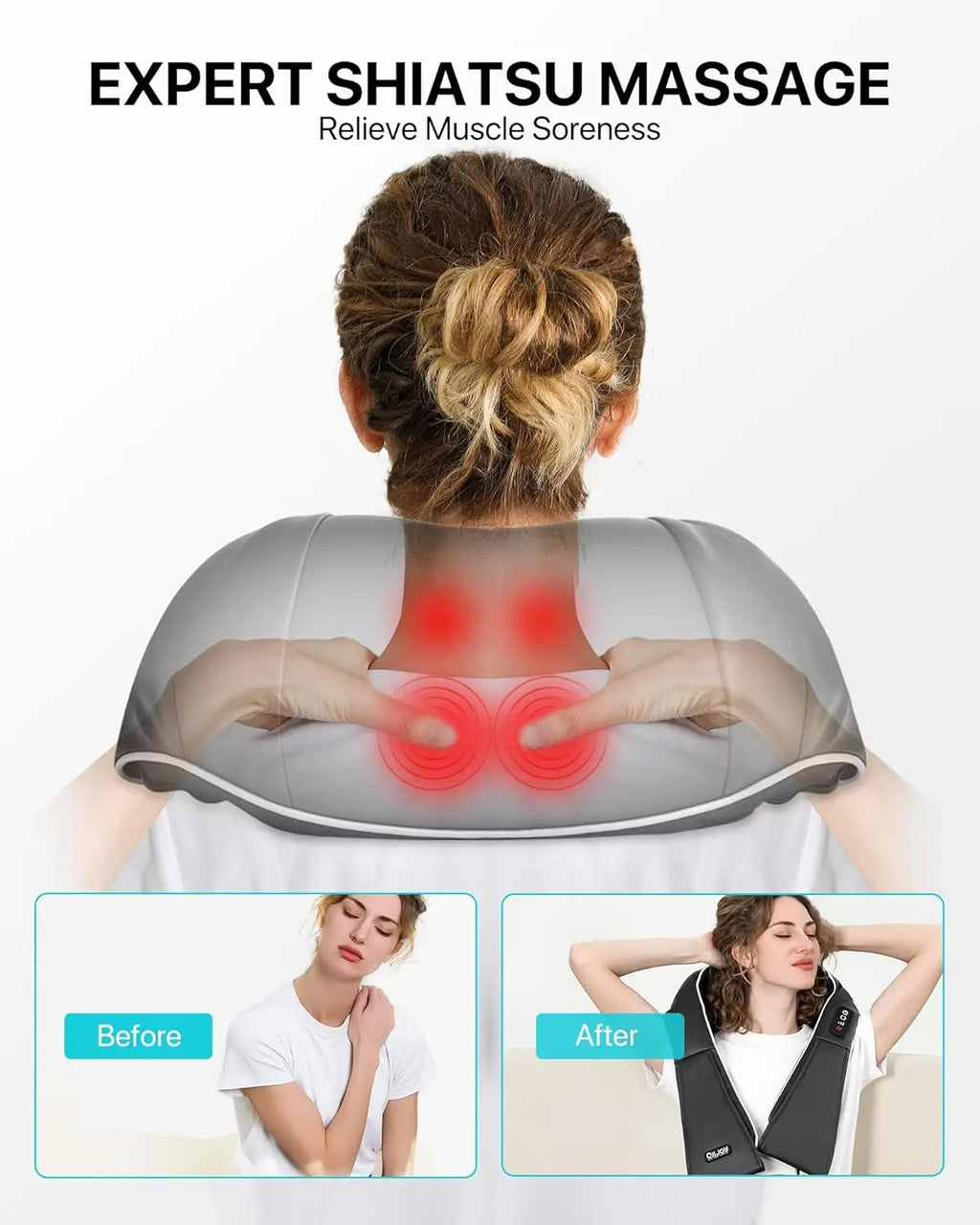 Shiazen — Masajeador de Cuello y Hombros con Calor Shiatsu