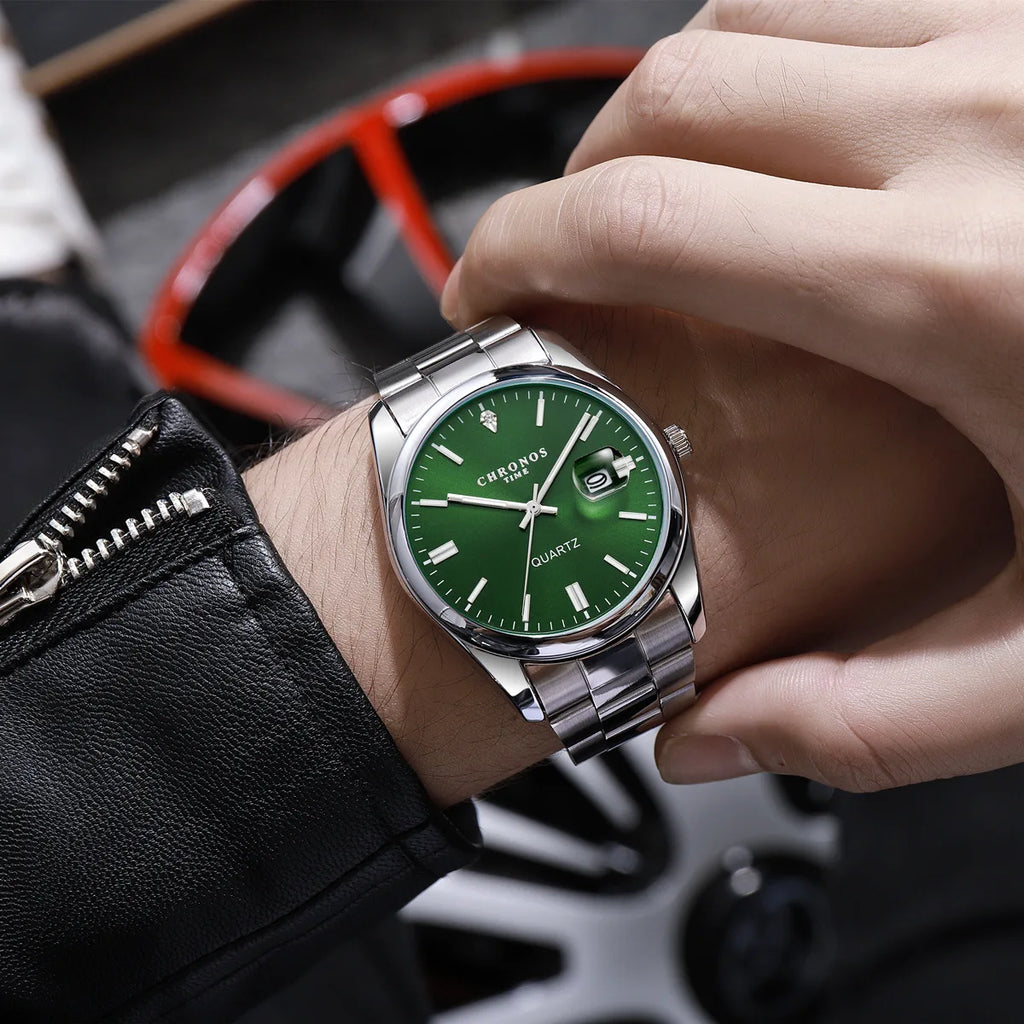 Reloj de Cuarzo Chronos CH08 — Estilo Luxury en Acero Inoxidable