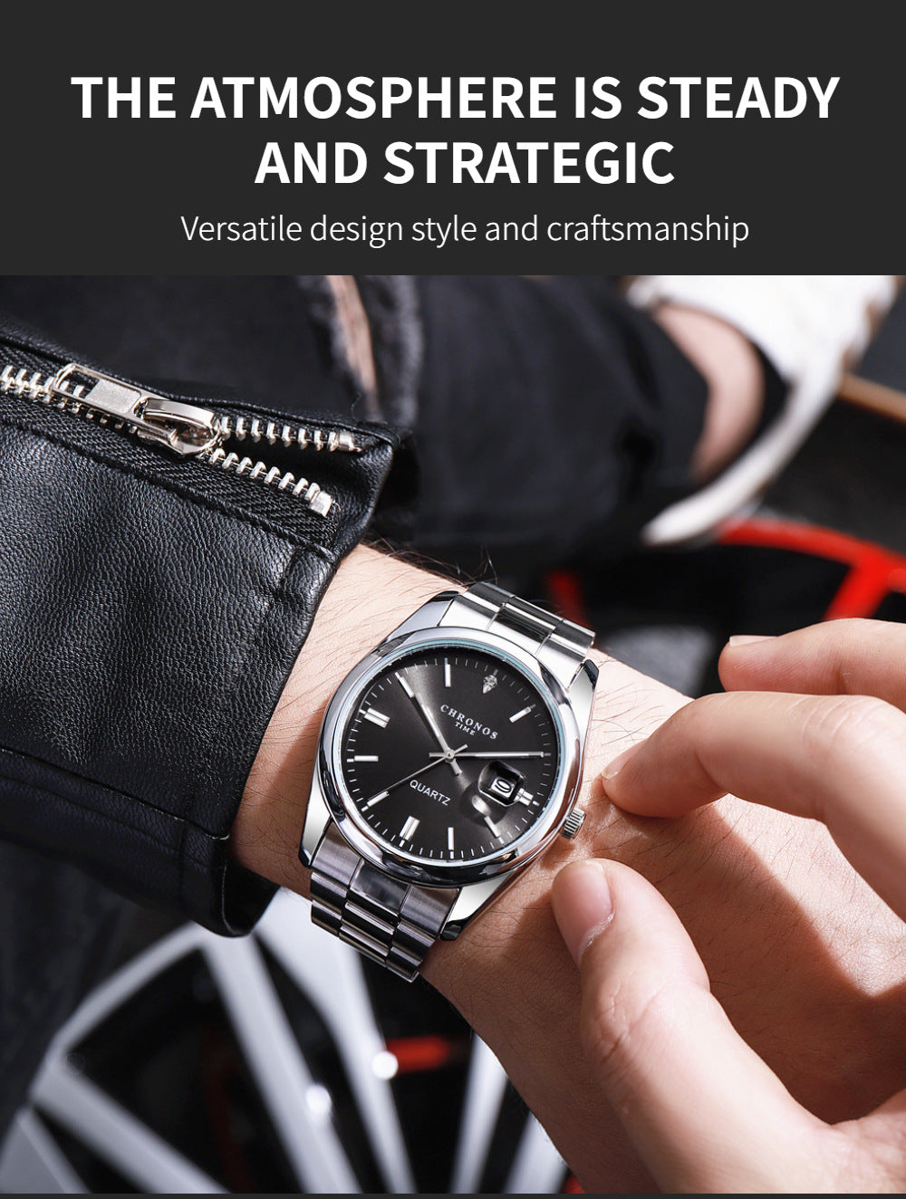 Reloj de Cuarzo Chronos CH08 — Estilo Luxury en Acero Inoxidable