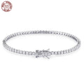 Pulsera Tennis de Moissanita D VVS1 con Diamantes Simulados, Certificado GRA, Plata de Ley 925 Chapada en Oro de 18K, Joyería Elegante y Exclusiva.