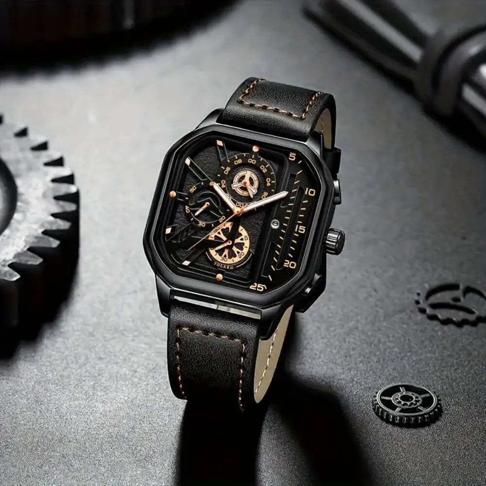 Reloj de Cuarzo con Correa de Cuero para Hombre ⌚🖤