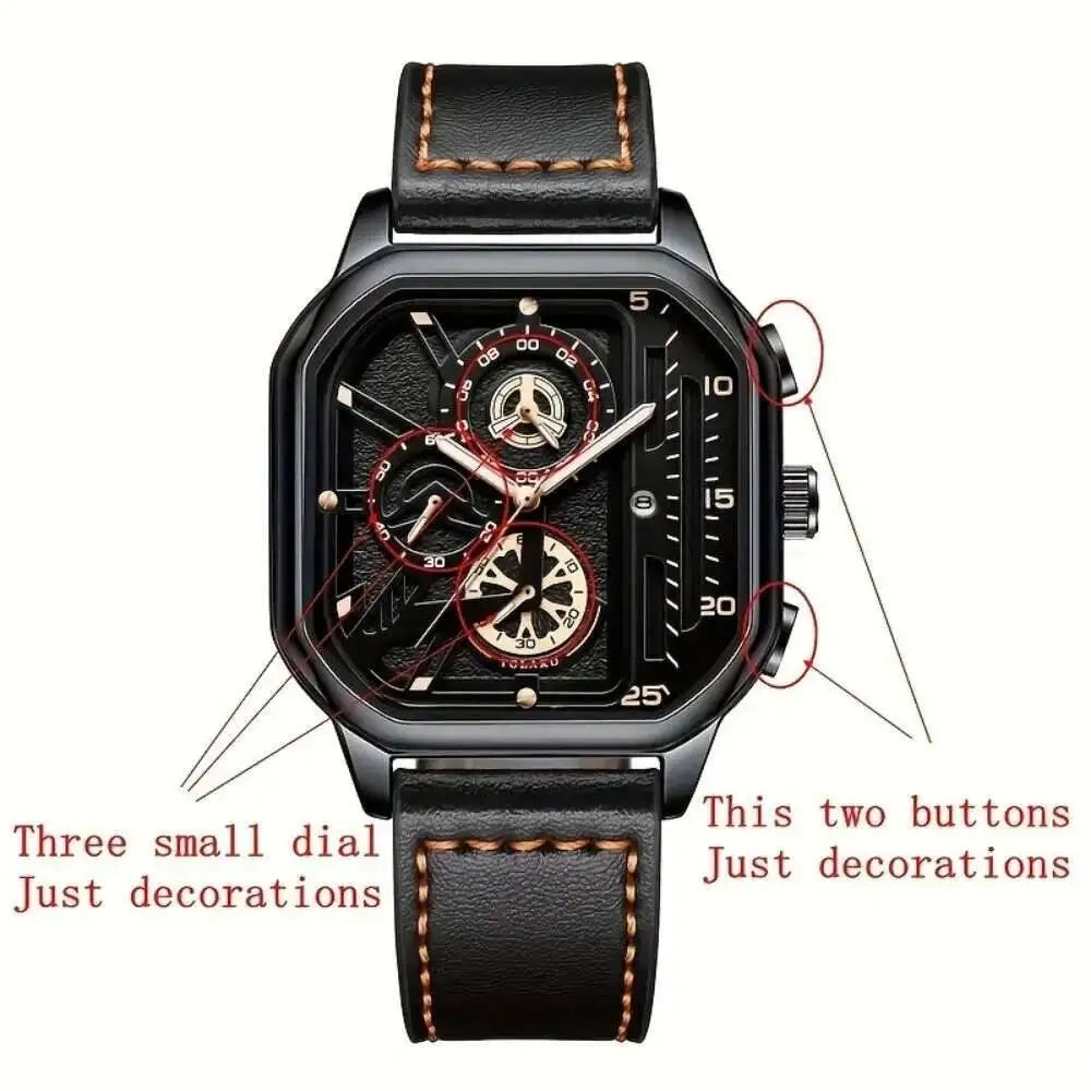 Reloj de Cuarzo con Correa de Cuero para Hombre ⌚🖤