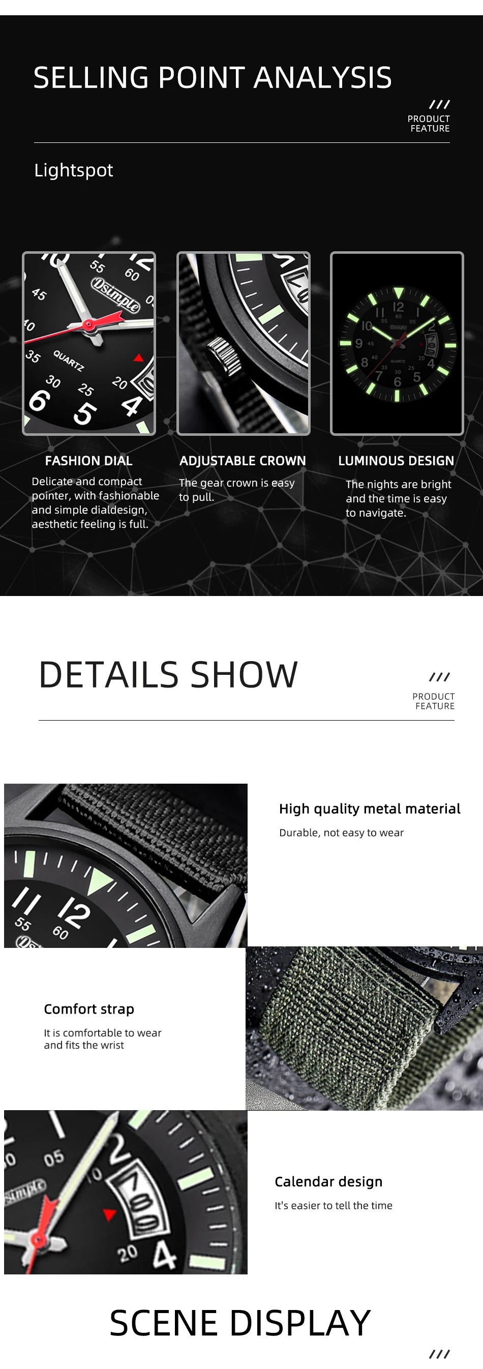 Reloj de Cuarzo DSIMPLE AM87113 — Diseño Casual con Correa de Nylon