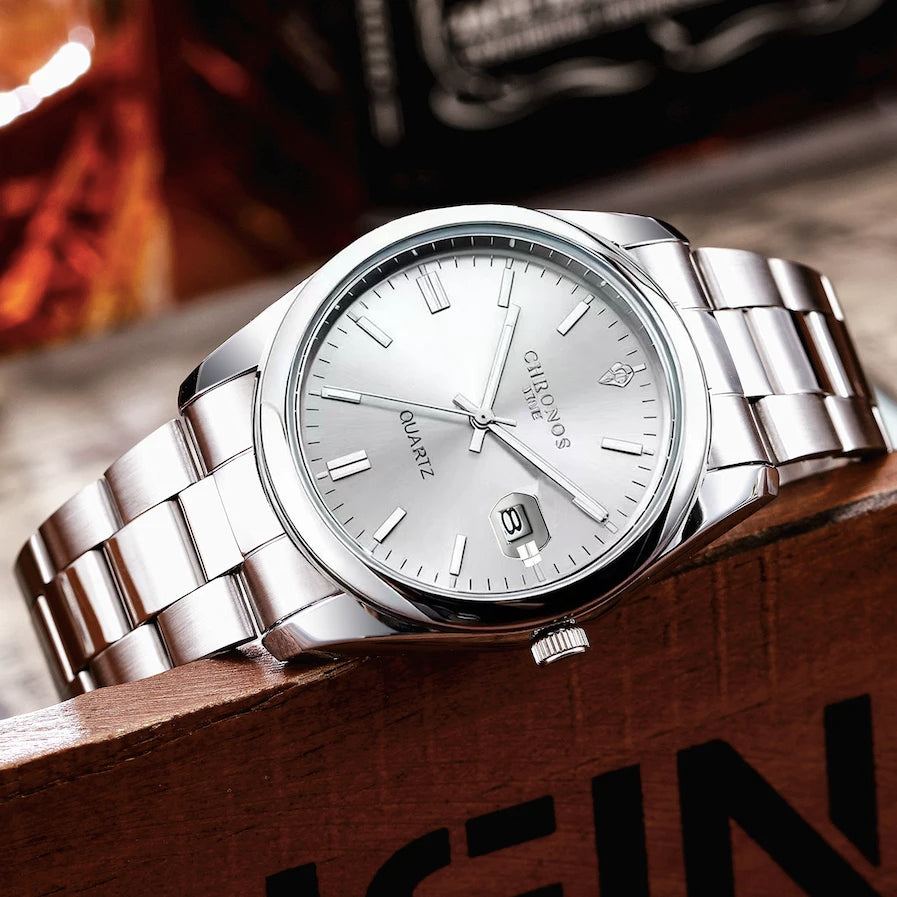 Reloj de Cuarzo Chronos CH08 — Estilo Luxury en Acero Inoxidable