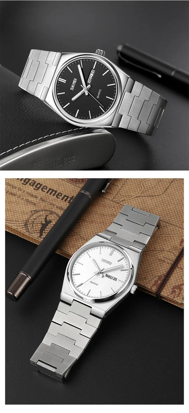 Reloj SKMEI 9288 de Cuarzo con Correa de Acero Inoxidable ⌚✨
