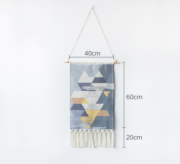 Decoración de Pared Tejida con Borlas