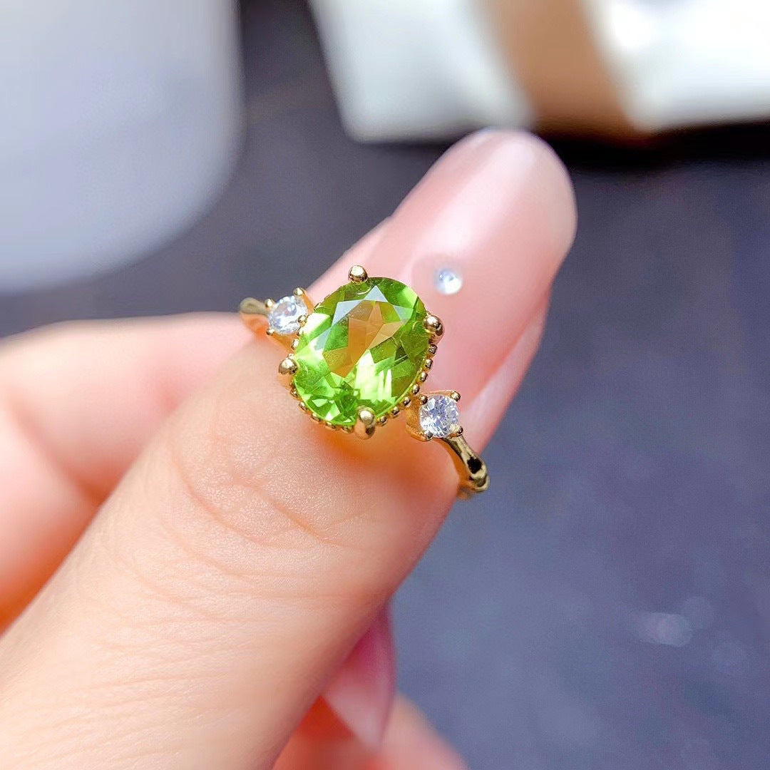 💚 Anillo de Plata 925 con Peridoto Natural Incrustado ✨