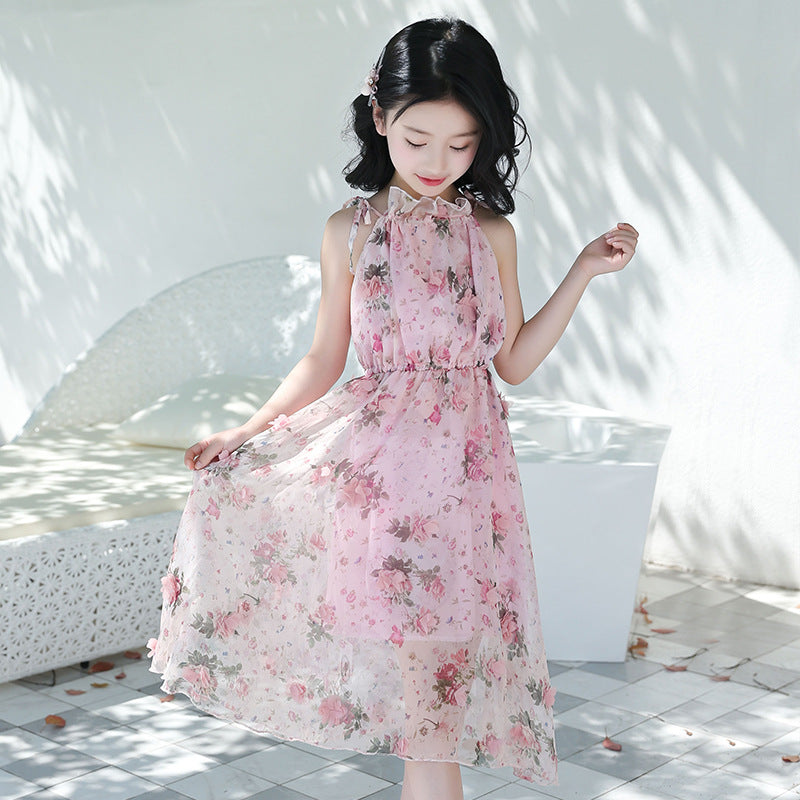 Vestido Maxi de Playa Floral Bohemio para Niñas
