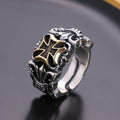 Anillo de Hombre Vintage Punk de Cruz y Ancla en Plata Tailandesa