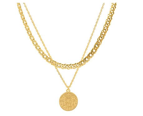 Collar de Estilo Hip Hop con Colgante de Moneda Dorada Retro
