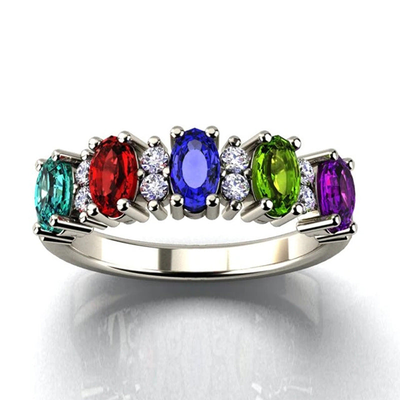 🌈 Anillo Geométrico Simplificado con Zircón de Colores ✨