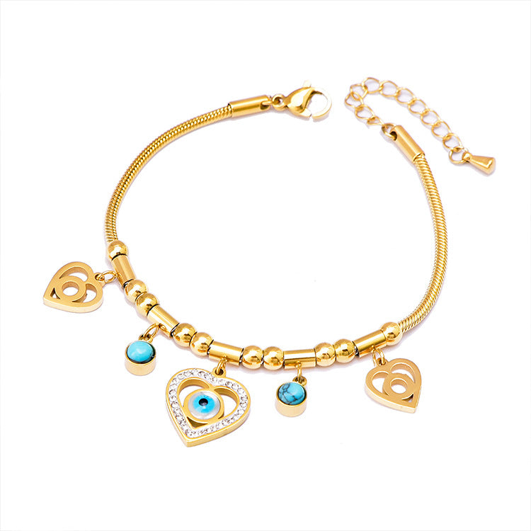 Pulsera de Hueso de Serpiente Geométrica Colorida con Oso y Dijes