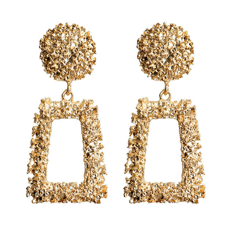 Aretes Metálicos Trapezoidales Exagerados para Mujeres