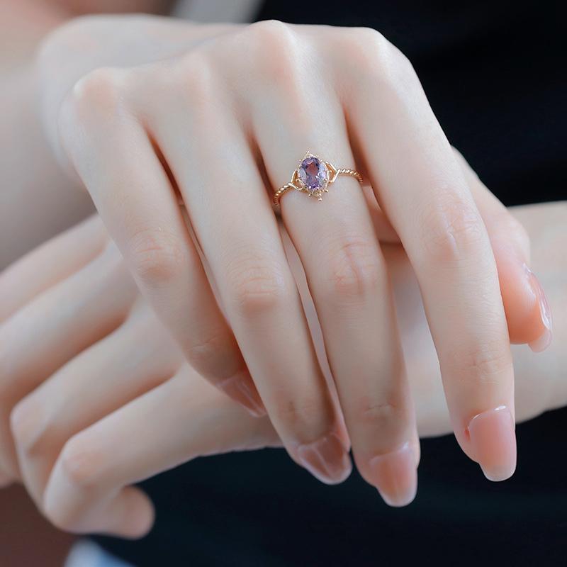 💜 Anillo de Amatista Estilo Japonés ✨