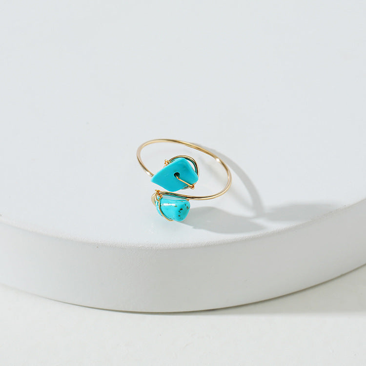 Anillo Ajustable Huaze de Grava y Alambre de Cobre