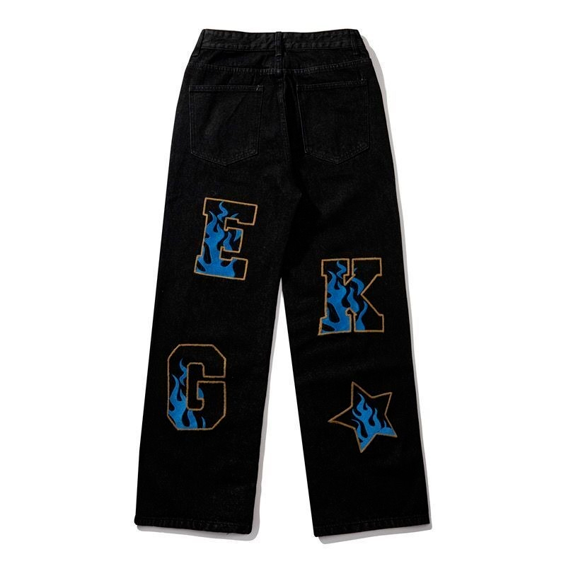 Jeans Anchos de Pierna Amplia Estilo Hip-Hop Americano Retro para Hombres