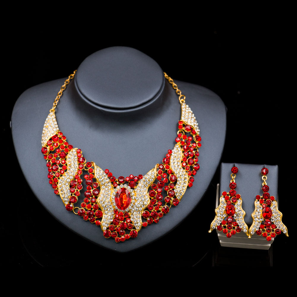 Conjunto de Collar y Pendientes con Cristales para Mujer
