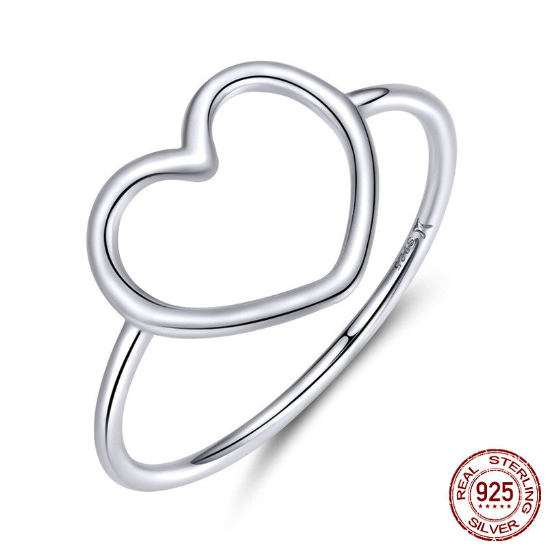Anillos de Corazón Hueco de Plata Esterlina para Mujeres