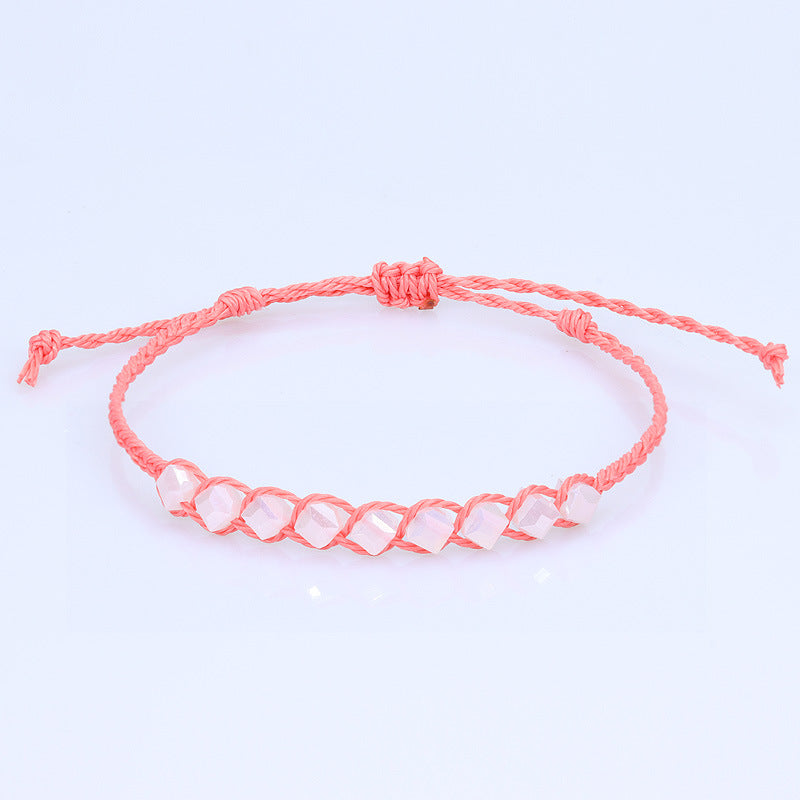 Pulsera de Perlas de Cristal Cúbico - Diseño Hecho a Mano - vista completa, joyería de moda