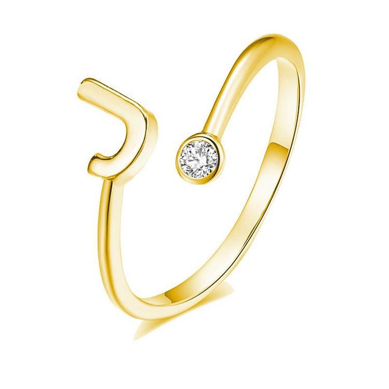 Anillo Chapado en Oro con Letra de Plata S925 para Mujeres