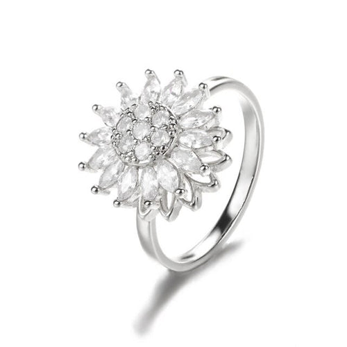 Anillo Giratorio de Girasol para Alivio de la Ansiedad (Mujeres)