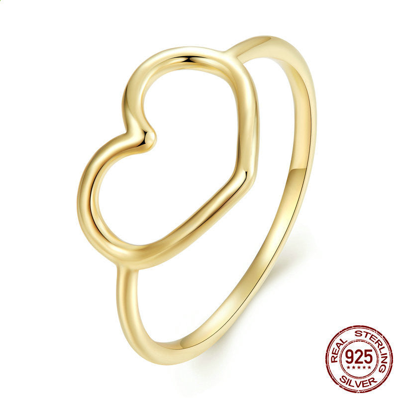 Anillos de Corazón Hueco de Plata Esterlina para Mujeres