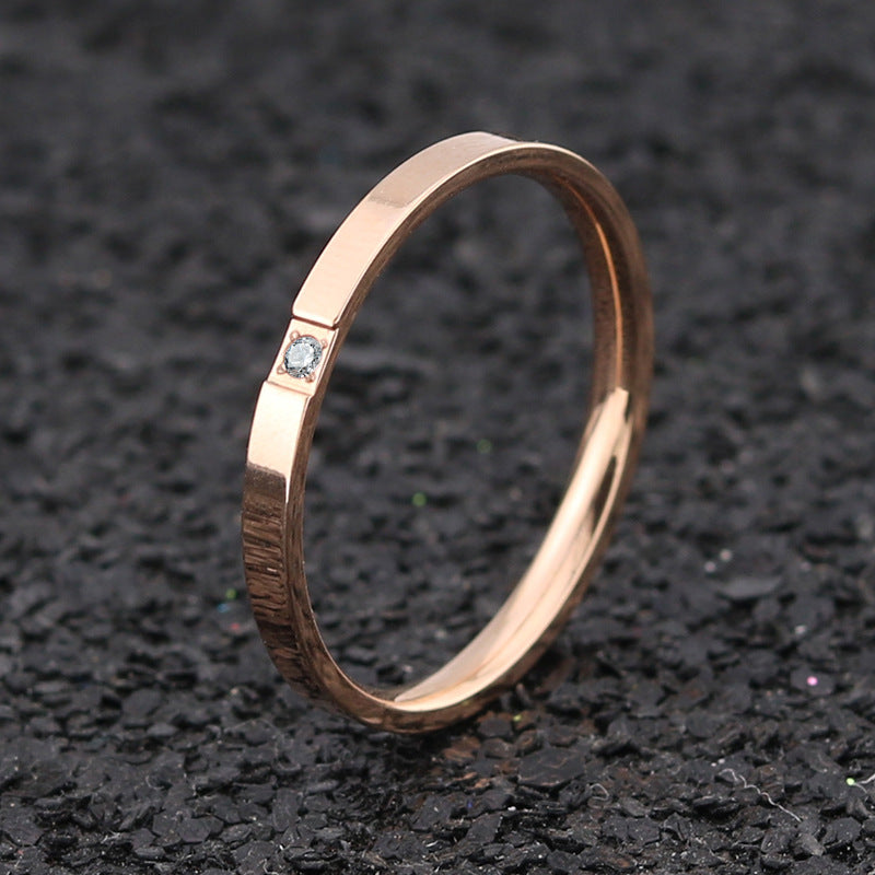 Anillo de Moda de Acero de Titanio con Circonio Creativo