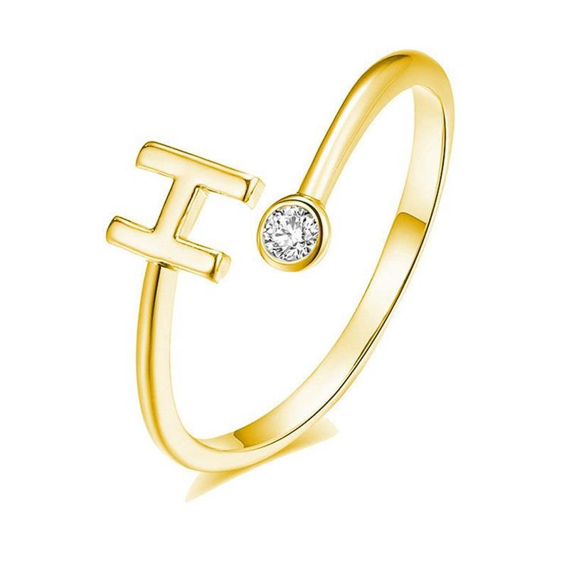 Anillo Chapado en Oro con Letra de Plata S925 para Mujeres
