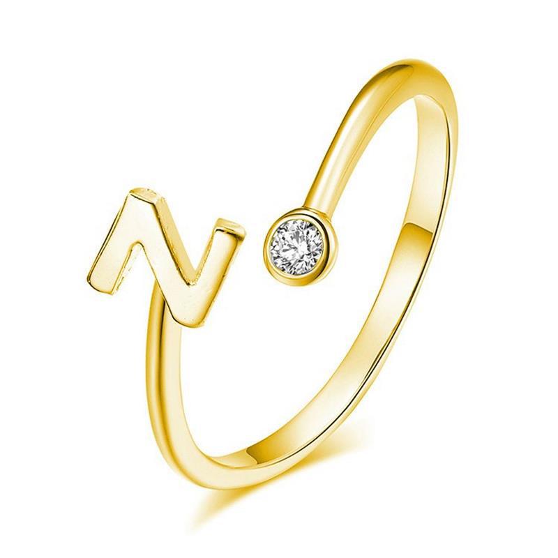 Anillo Chapado en Oro con Letra de Plata S925 para Mujeres
