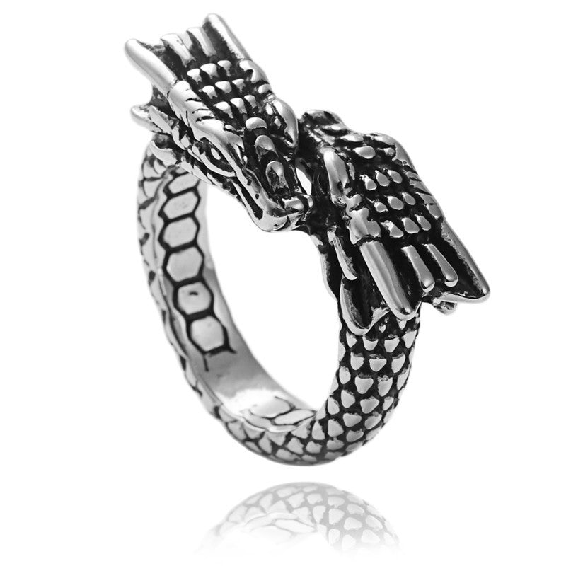 Anillo Retro de Dragón Chino en Acero de Titanio (Europeo & Americano)