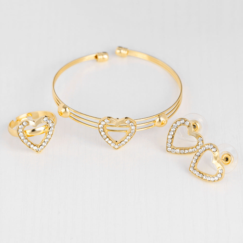 Set de Joyería de Novia con Colgante de Corazón y Mariposa Estilo Coreano