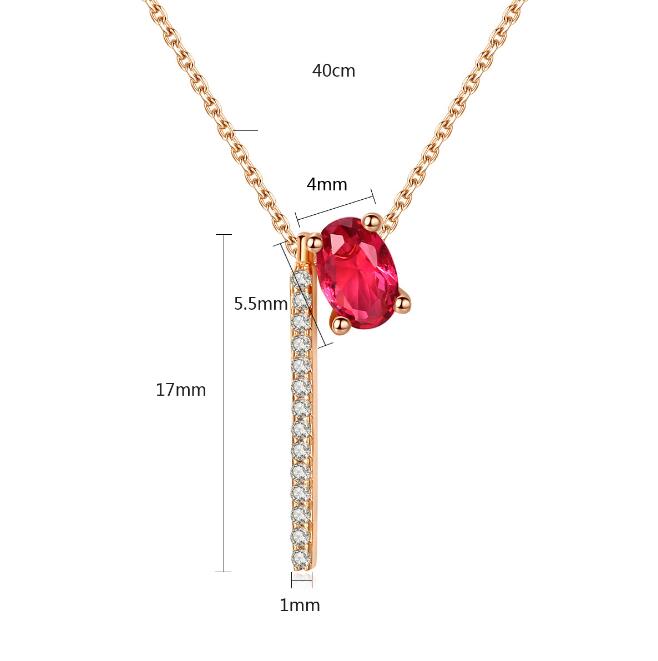 Collar de diamante rojo, collar de piedra lunar con incrustaciones de cobre.