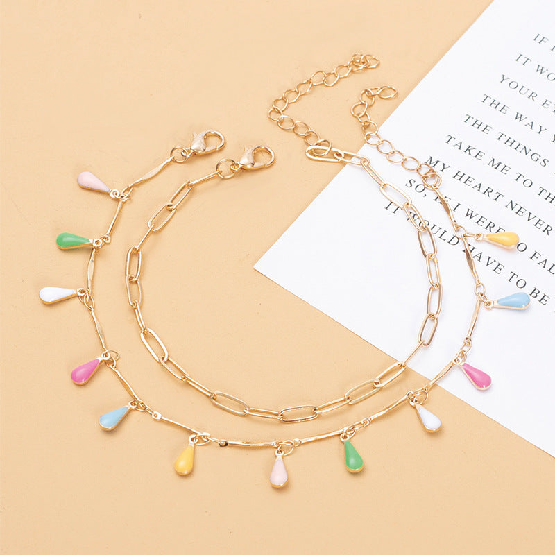 Set de Tobillero Colorido con Colgantes en Forma de Gota para Niñas