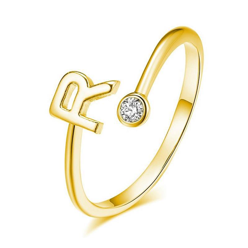 Anillo Chapado en Oro con Letra de Plata S925 para Mujeres