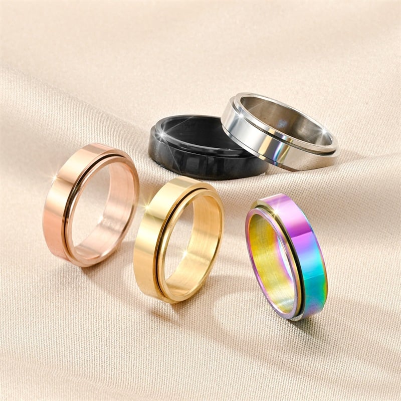 Anillo Pulsera Giratorio de Acero de Titanio Sencillo para Mujeres