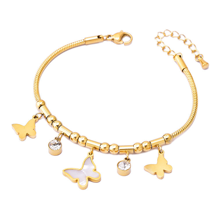 Pulsera de Hueso de Serpiente Geométrica Colorida con Oso y Dijes
