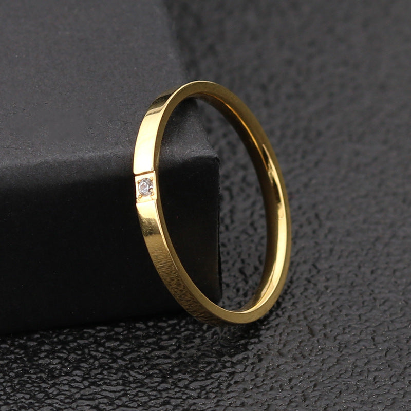 Anillo de Moda de Acero de Titanio con Circonio Creativo