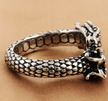 Anillo Retro de Dragón Chino en Acero de Titanio (Europeo & Americano)