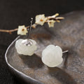 Pendientes de Jade Blanco y Rosa de Plata S925 para Mujer