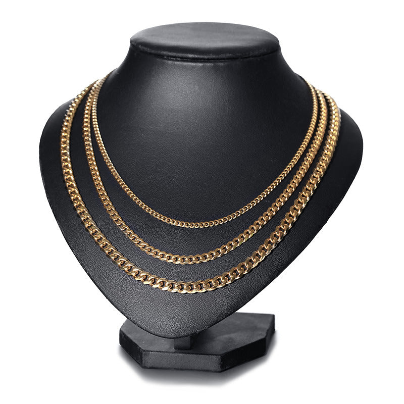 Collar Cadena Cubana Estilo Europeo y Americano Doble Oro para Mujer