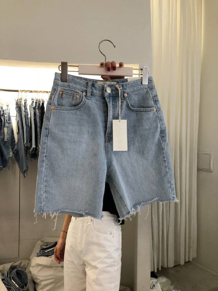 Pantalones Cortos de Mezclilla Sueltos y Casuales de Cinco Puntos para Mujeres