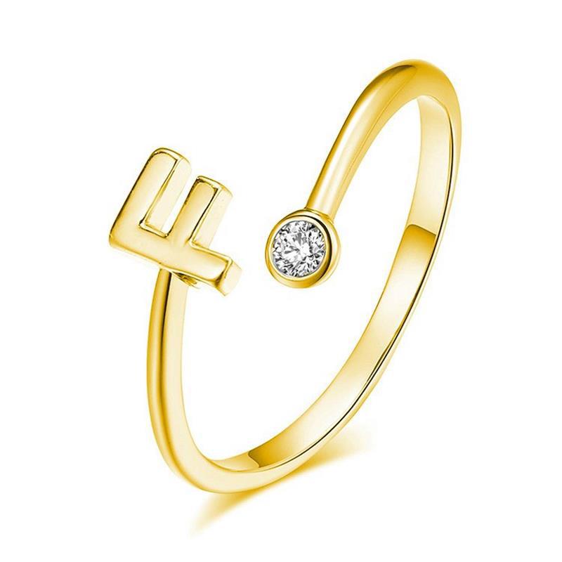 Anillo Chapado en Oro con Letra de Plata S925 para Mujeres