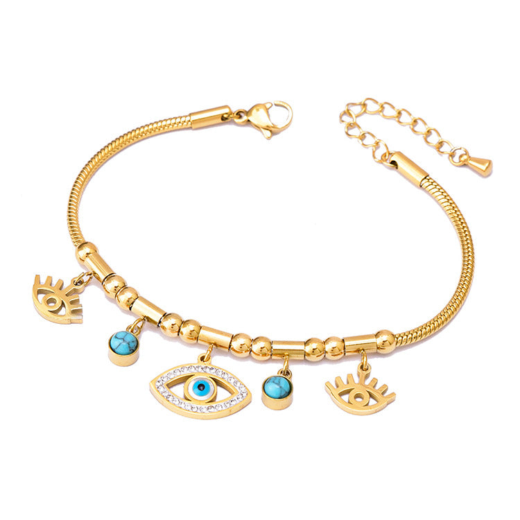 Pulsera de Hueso de Serpiente Geométrica Colorida con Oso y Dijes