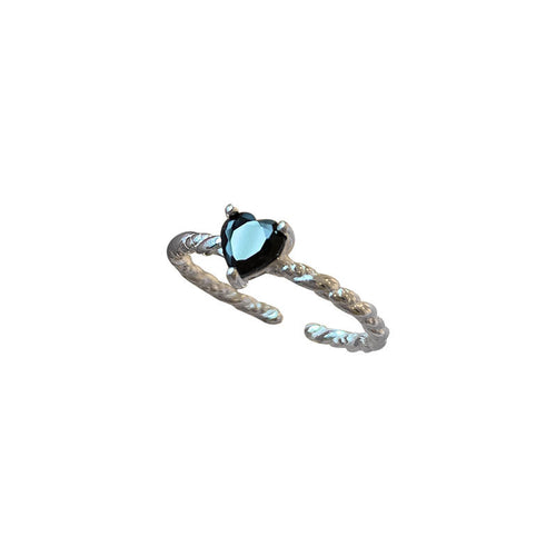 Anillo de Amor Retorcido de Plata de Ley S925 con Circonitas Negras