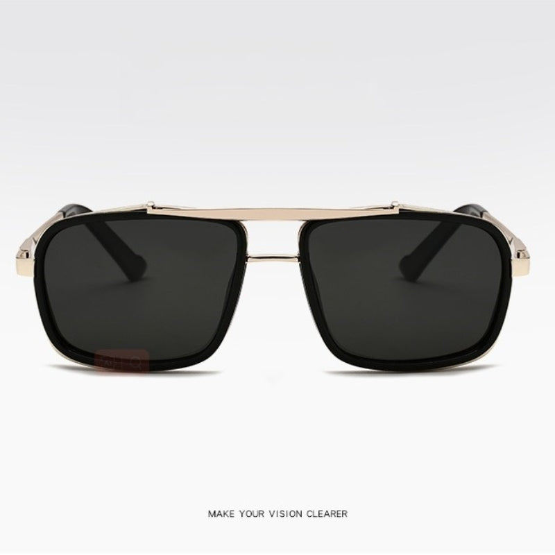 Gafas de Sol Rectangulares Polarizadas Estilo Steampunk Vintage para Hombres