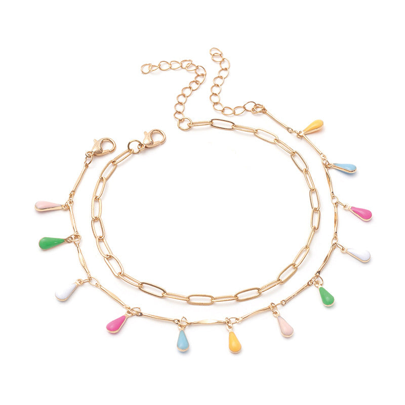 Set de Tobillero Colorido con Colgantes en Forma de Gota para Niñas
